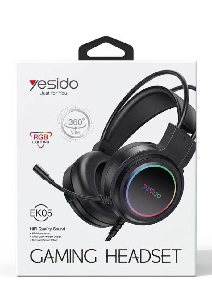 Compare EK05 Wired RGB Gaming Headset, Stereo Surround Sound, NoiseReducing Microphone, RGB LED Lighting, OverEar Headphones with Clear Audio for PC, Laptop, Gaming Console – Black at KSA Price