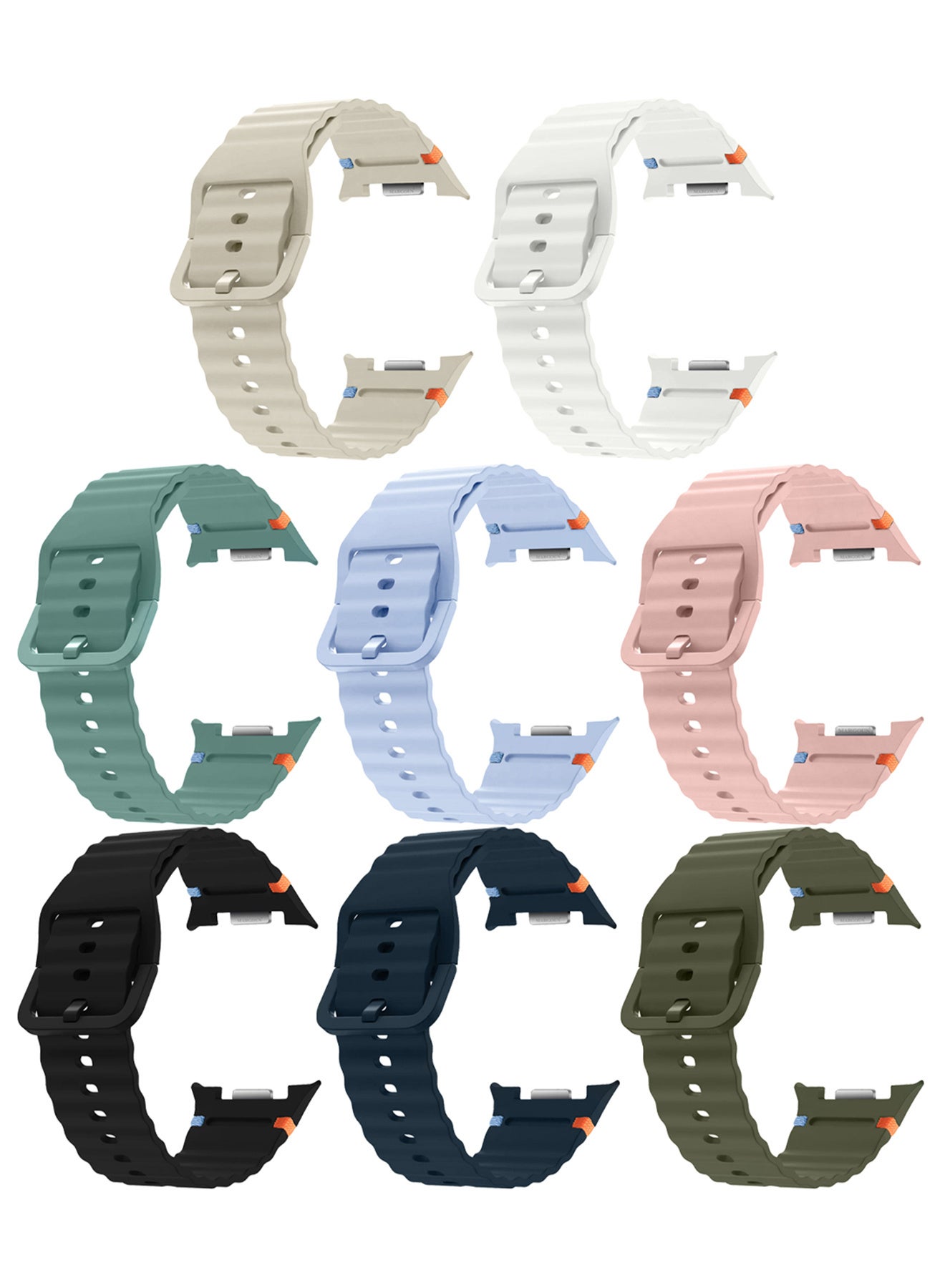 Compare 8 Packs Silicone Ocean Band for Samsung Galaxy Watch 8 Classic 46mm and Watch 8 40mm 44mm  Sport Band Strap Multicolour29 at KSA Price