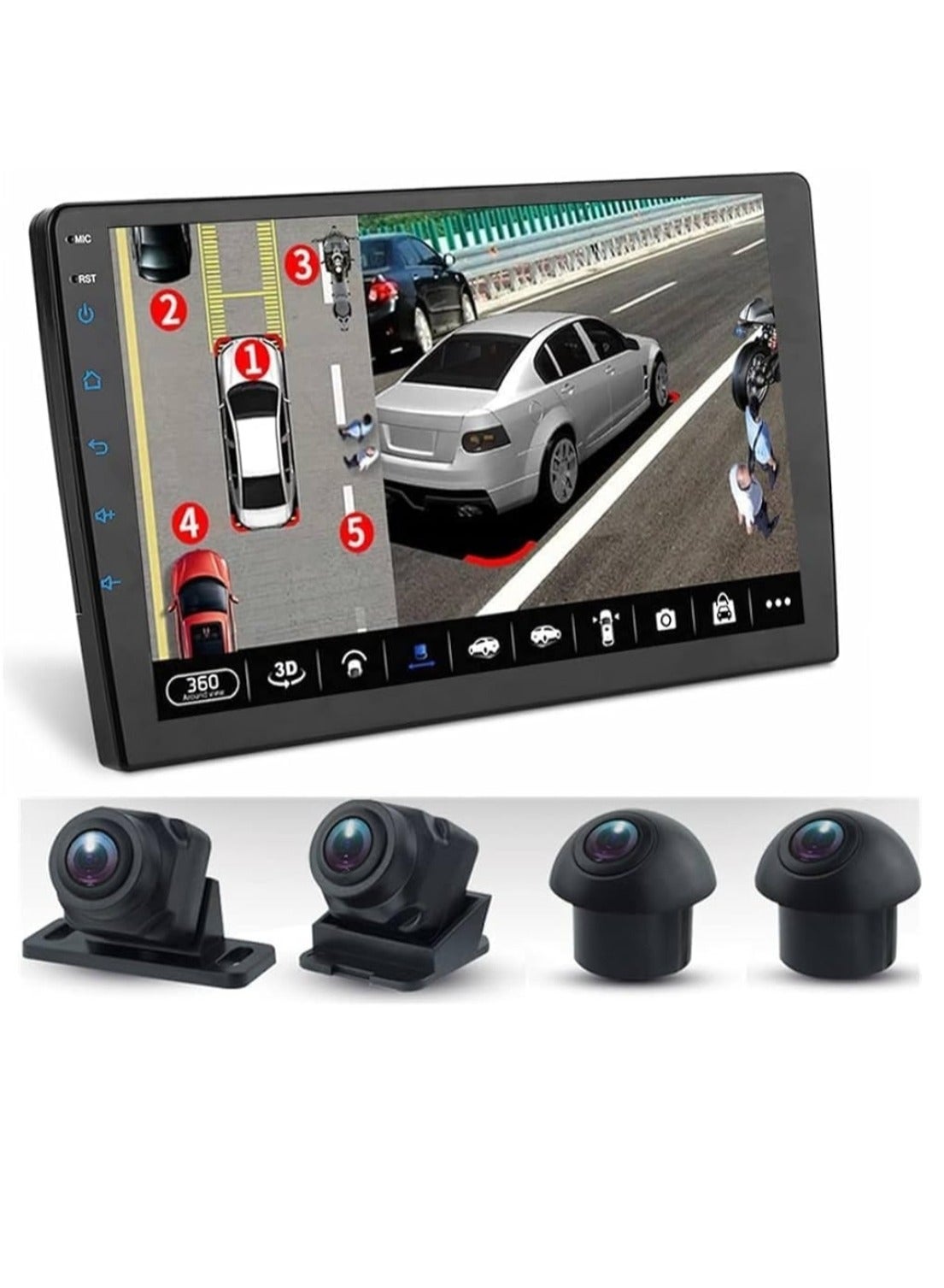 Compare Car Stereo 9 Inch Android Car 4GB RAM With 360D Panoramic View Camera System AHD Support Apple Carplay Android Auto Wireless QLED Touch Screen DSP Fast Interface Quick Boot Bluetooth at KSA Price