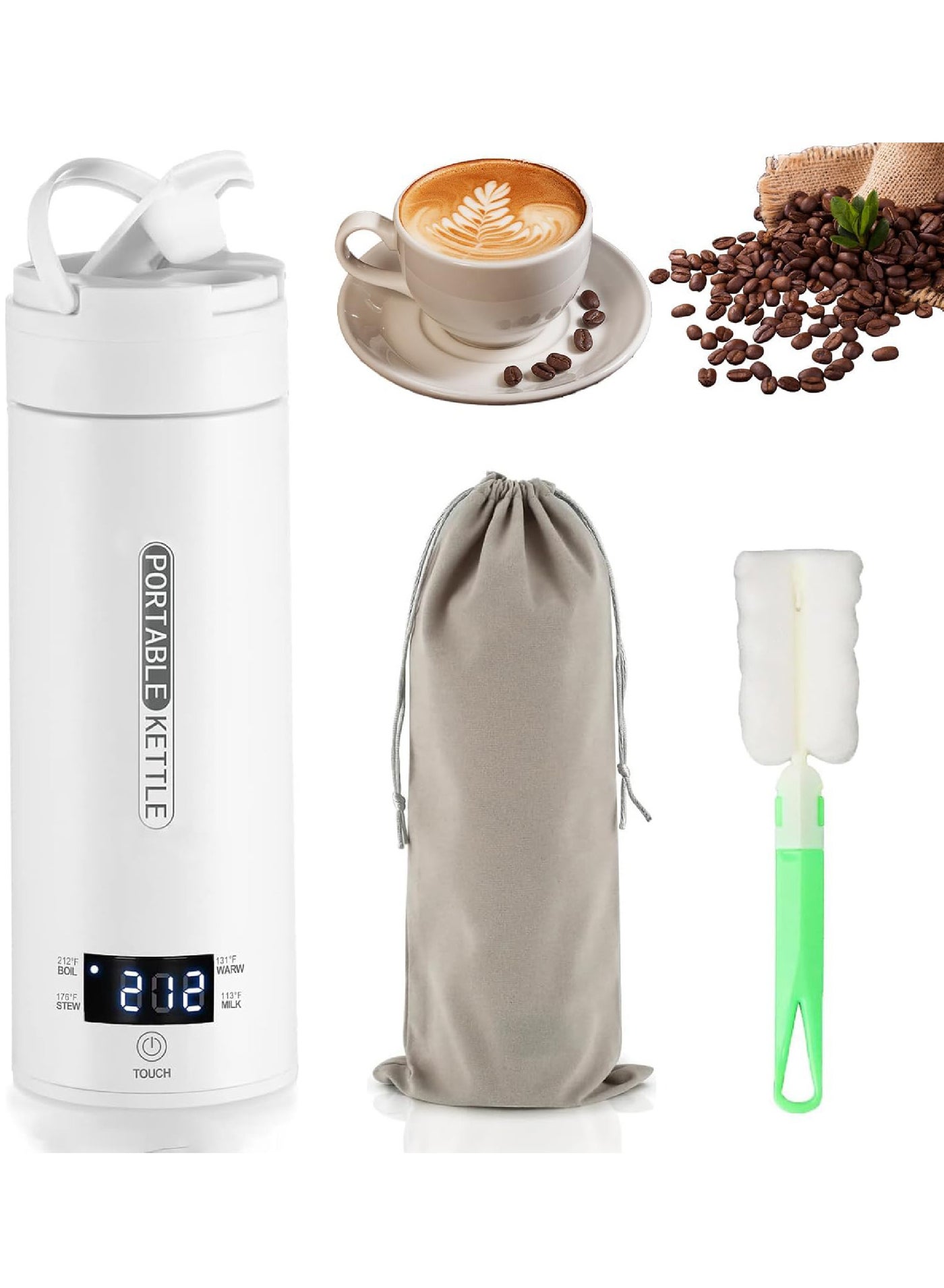 Compare Portable Electric Kettle for Travel, 500ML Water Boiler Tea Kettle with 4 Variable Presets, 316 Stainless Steel, Auto Shut Off & Boil Dry Protection, for Coffee Milk Tea at KSA Price