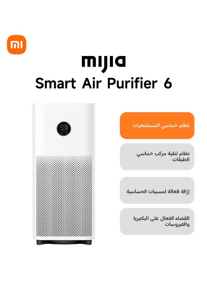 Compare Smart Air Purifier 6, High CADR 443㎡h, Covers Rooms Up to 87.5 ㎡, 5in1 HEPA Filtration, Smart App & Voice Control, Quiet Air Cleaner for Dust, Smoke, Pollen & Pet ACM25SC White ACM25SC White at KSA Price