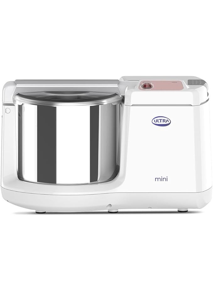Compare Ultra Mini 1.25 Litre Table Top Wet Grinder  White | Fast Grinding Conical Stones, 150W Power & 1 Years Warranty | AISI 304 FoodGrade SS Multi Utility Cylindrical Drum, Compact Design for Kitchen at KSA Price