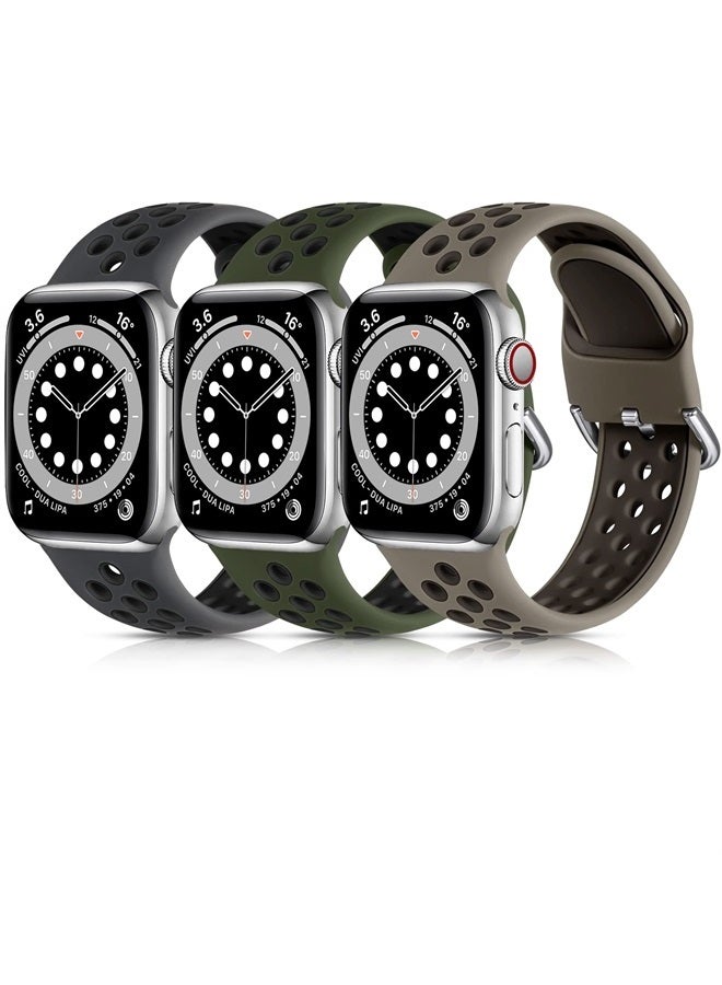 Compare 3 Pack Compatible for Apple Watch Band Series 87 45mm 41mm Series 654SE 44mm 40mm Series 321 42mm 38mm Ultra 49mm Breathable Silicone Sport Bands for Men Women, ML at KSA Price