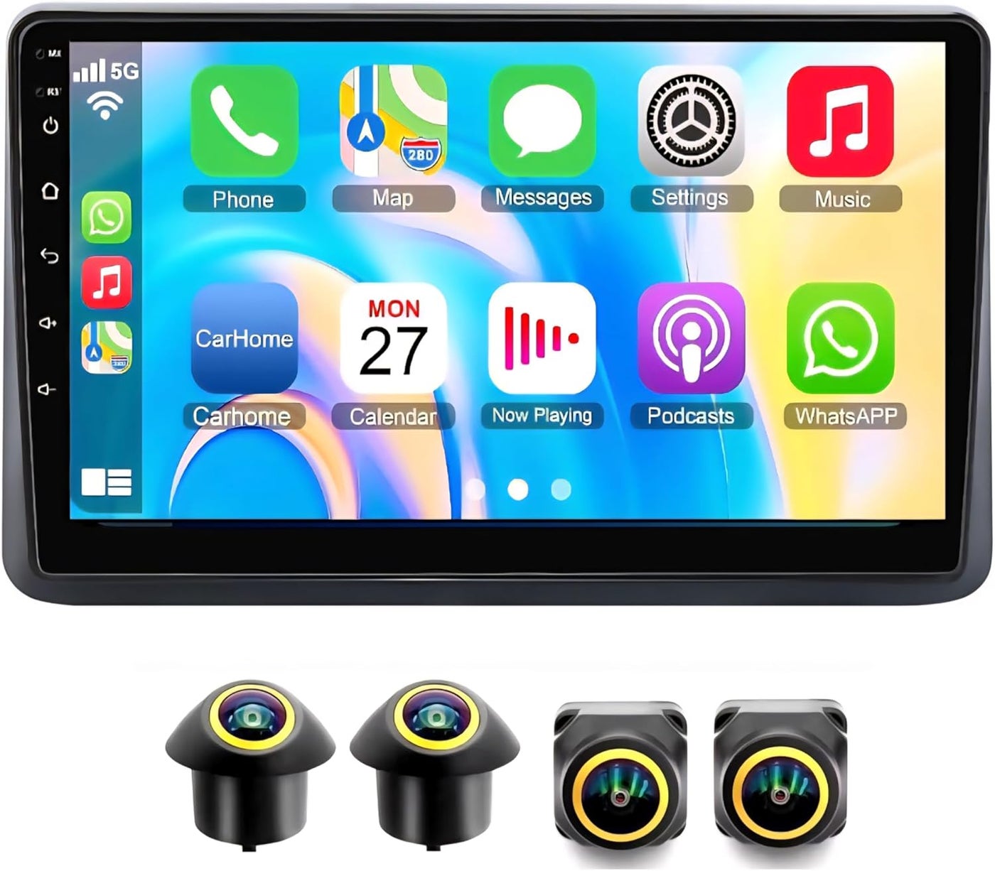 Compare Fit Honda City Car Stereo Honda City Android Screen 20202024, Wireless CarPlay & Android Auto, GPS Navigation, BT DSP WiFi 4G AHD Camera Included Fast Interface 4+32GB 360D Cameras at KSA Price