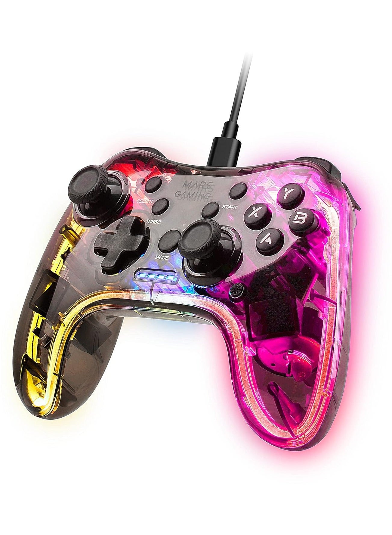 Compare MGPC Professional Neon RGB Gamepad, Dual Handheld Vibration, Analogue Joysticks, Controller for PC, SWITCH, PS3, Raspberry Pi, Mac, Android at KSA Price