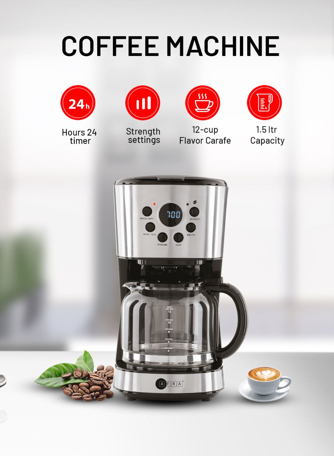 Coffee Maker, Filter Coffee Machine 1.5L | 900W…