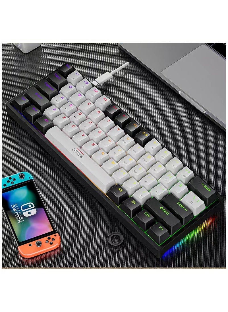 61-Key Gaming Wired Keyboard - Hot Swap -…