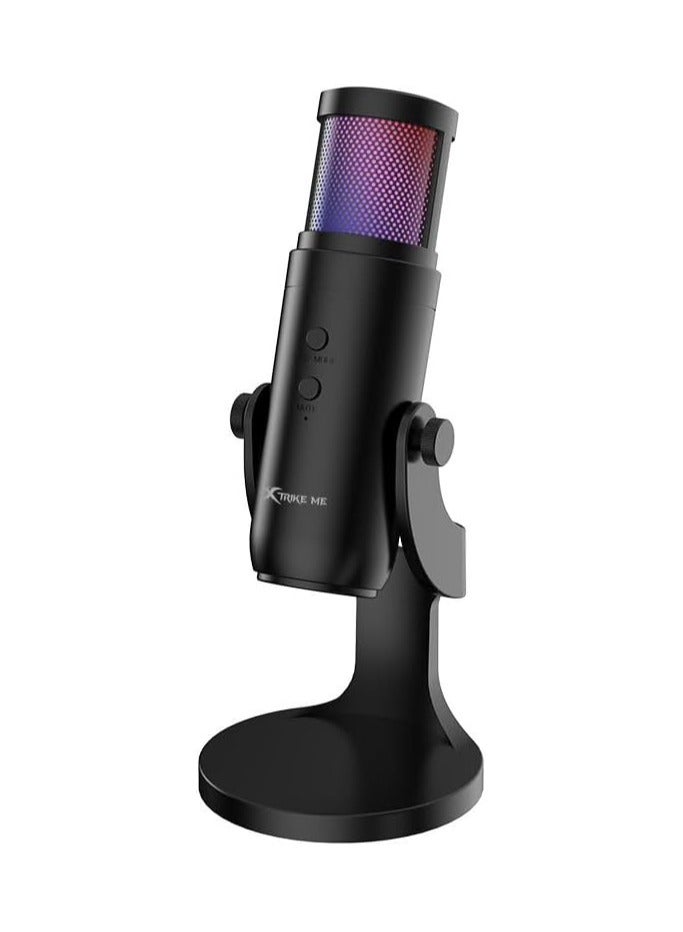 Compare XMC03 Gaming Microphone USB Cable RGB Omnidirectional Microphone for Desktop Live Streaming 12 RGB Lighting Modes 360° Rotatable Body Shielded Cable for PC at KSA Price