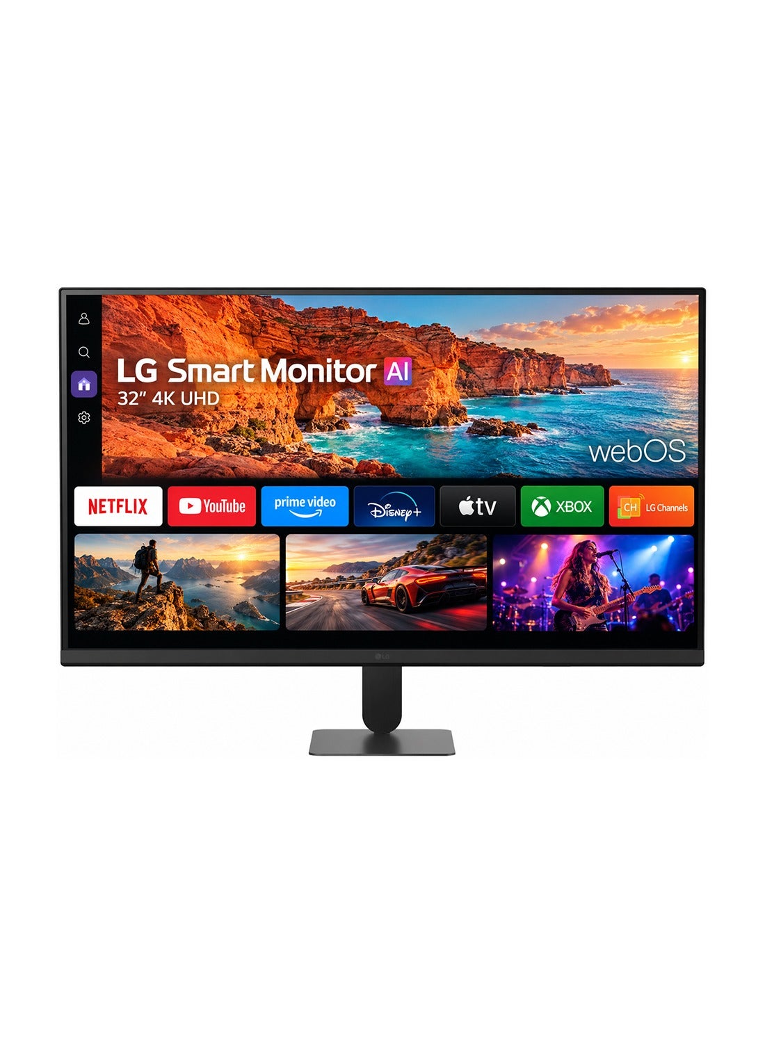 Compare 32 inch 4K UHD Smart AI Monitor with webOS, α7 Gen9 Processor, DCIP3 90%, HDR10, Cloud Gaming Portal, AirPlay 2, AI Picture Pro & LG Switch – 32U701SBB Black at KSA Price