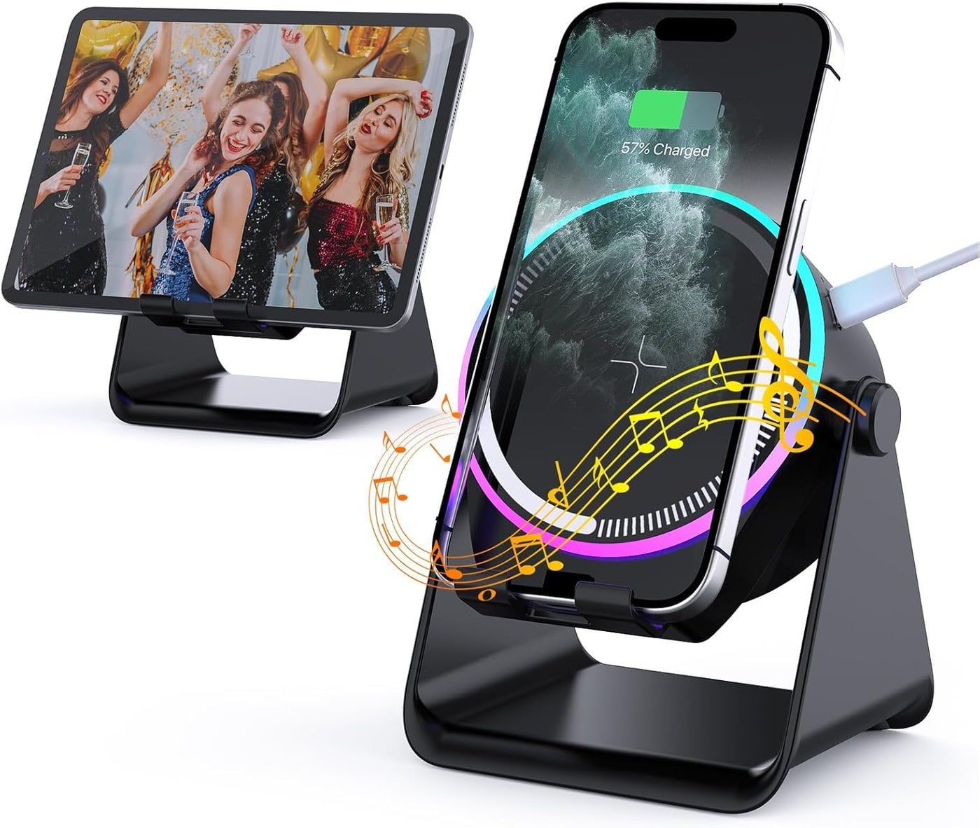 Compare Gifts For Men,Wireless Induction Bluetooth Speaker with Charger Phone Stand at KSA Price