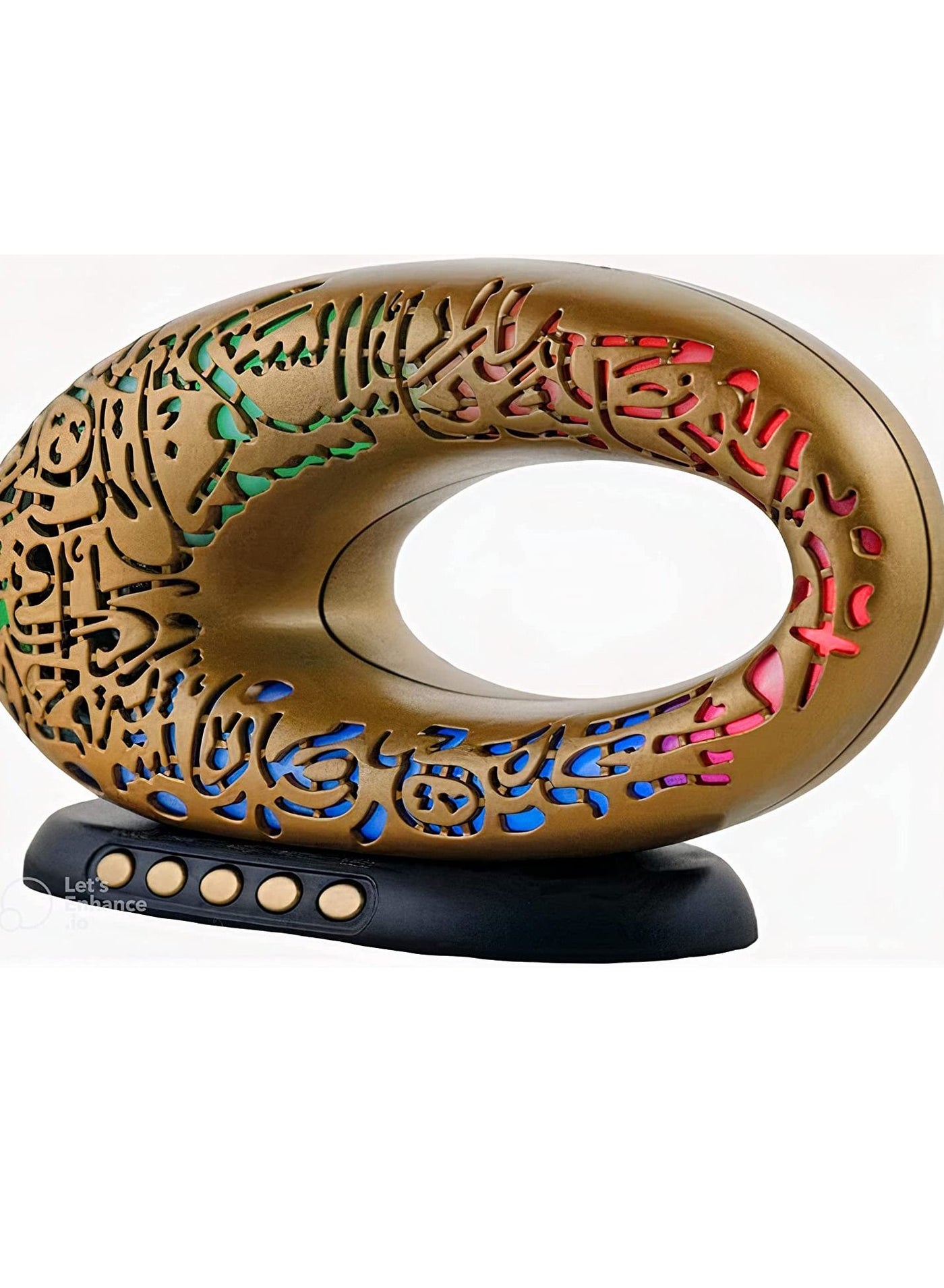 Quran Speaker With Azan Colorful Light – Golden/Black