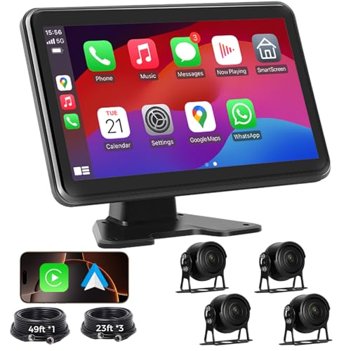 Compare Losuudy 4 Channel Backup Camera Dash Cam System for Trucks, RVs, Trailers, Carplay & Android Auto, 10 Touch Screen Monitor & DVR Recording, 4 HD1080P Wired Rearview Reverse Cameras IP68rated.. at KSA Price