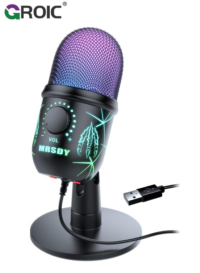Compare USB Microphone, Plug and Play Gaming Mic for PC, Mac, PS45, Podcast Microphone with RGB, Mute, Monitor, Noise Reduction, Volume Gain, Great for Recording, Streaming at KSA Price