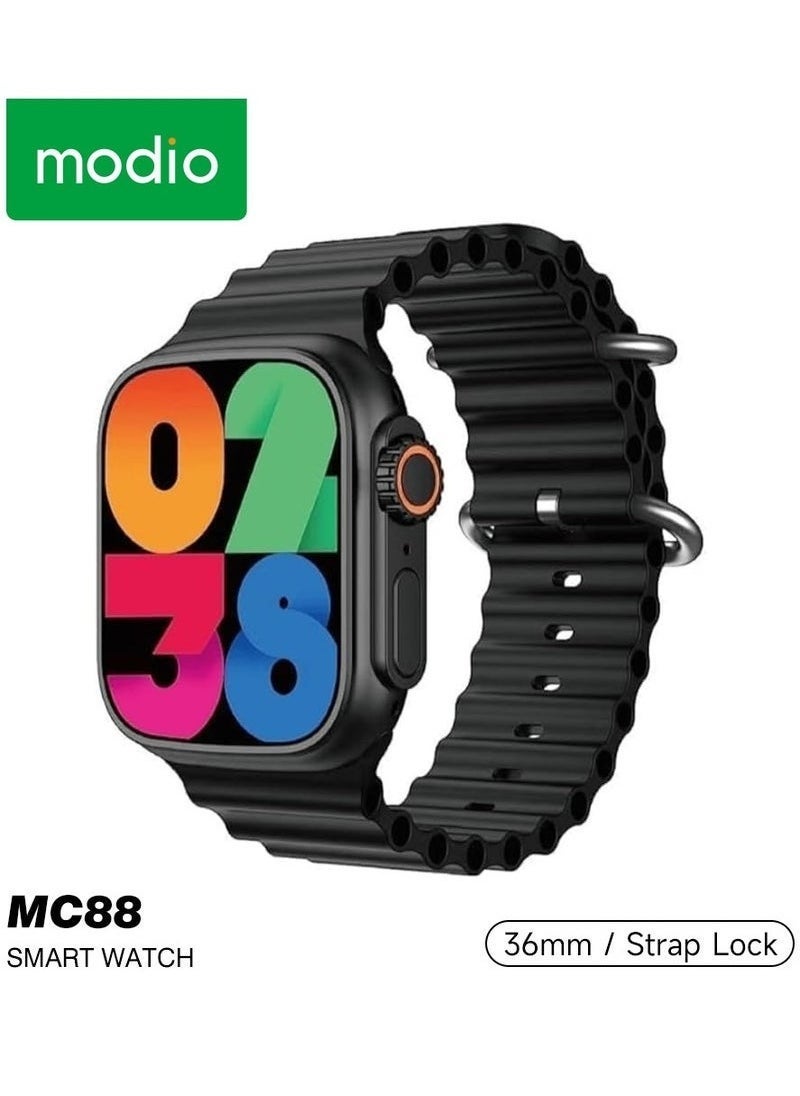 Compare MC88 36mm Smartwatch for Ladies & Girls – Stylish Black Design, 2 Interchangeable Straps, Health & Fitness Tracker, Heart Rate Monitor, Sleep Tracking, Notifications, Long Battery Life, with Charging Cable – Elegant Wearable Tech at KSA Price