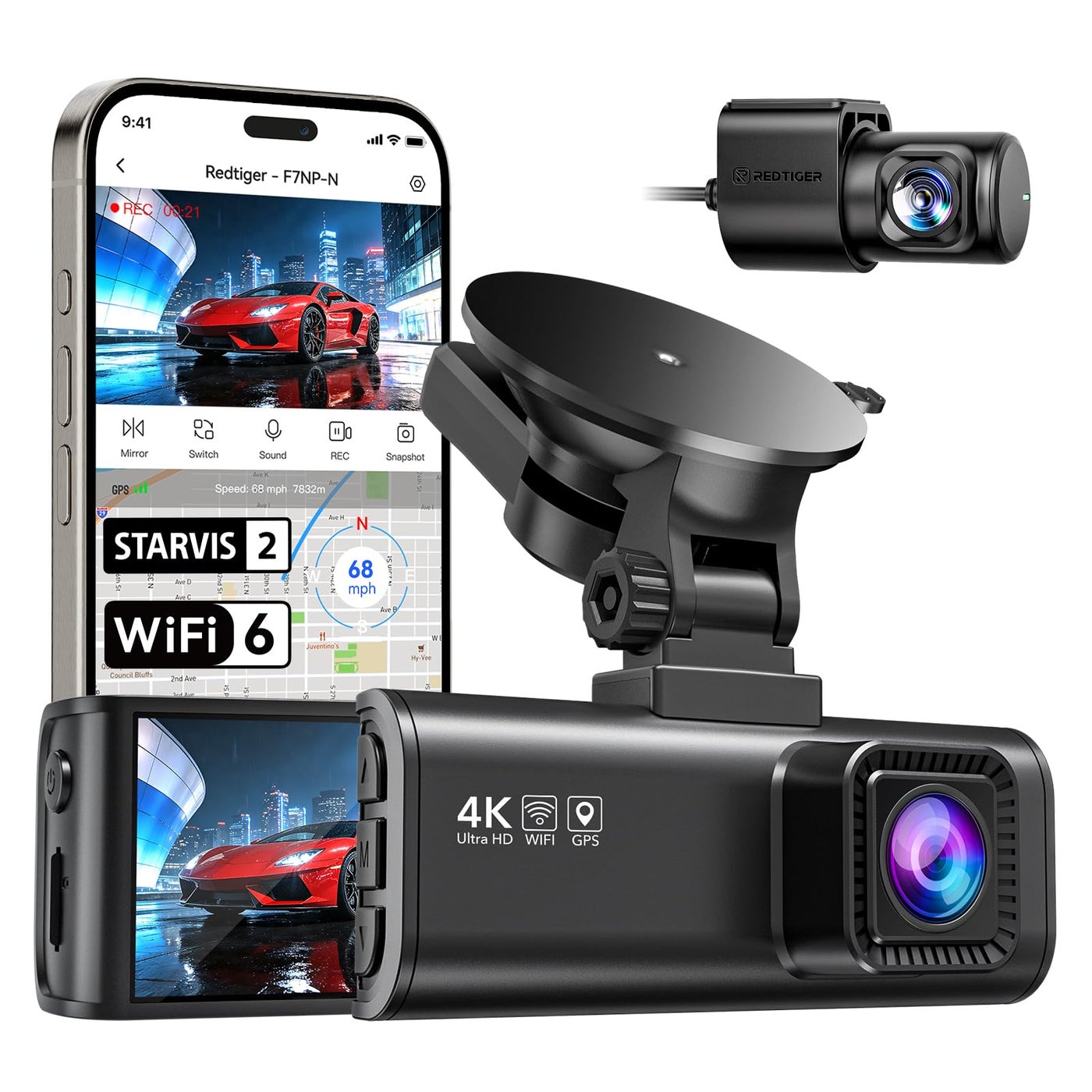 REDTIGER 4K Dash Cam Front and Rear, STARVIS…