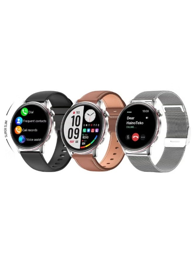 Compare Haino Teko 29 Smart Watch with AMOLED Display, BT Calling, Waterproof Design, and 3 Pair Straps  Silver at KSA Price