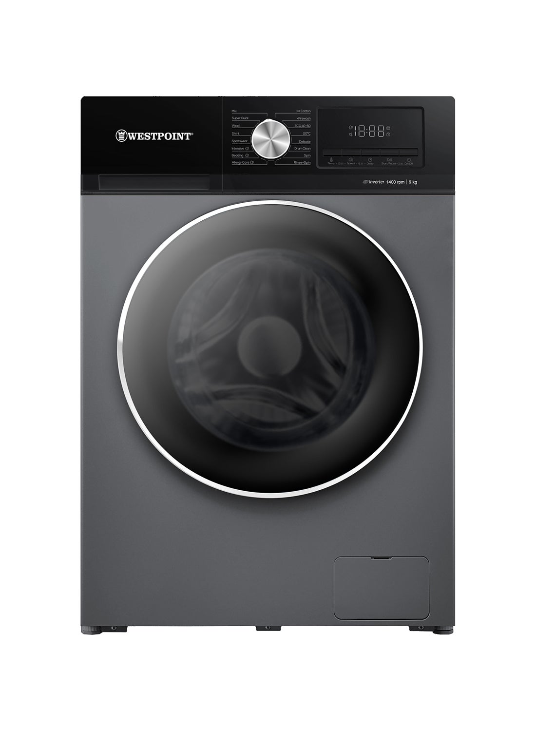 Compare 9 Kg Washing Machine, Front Loading Inverter, 16 Programs, LED Control Panel, Quick Wash WMT914A25.DS Silver at KSA Price