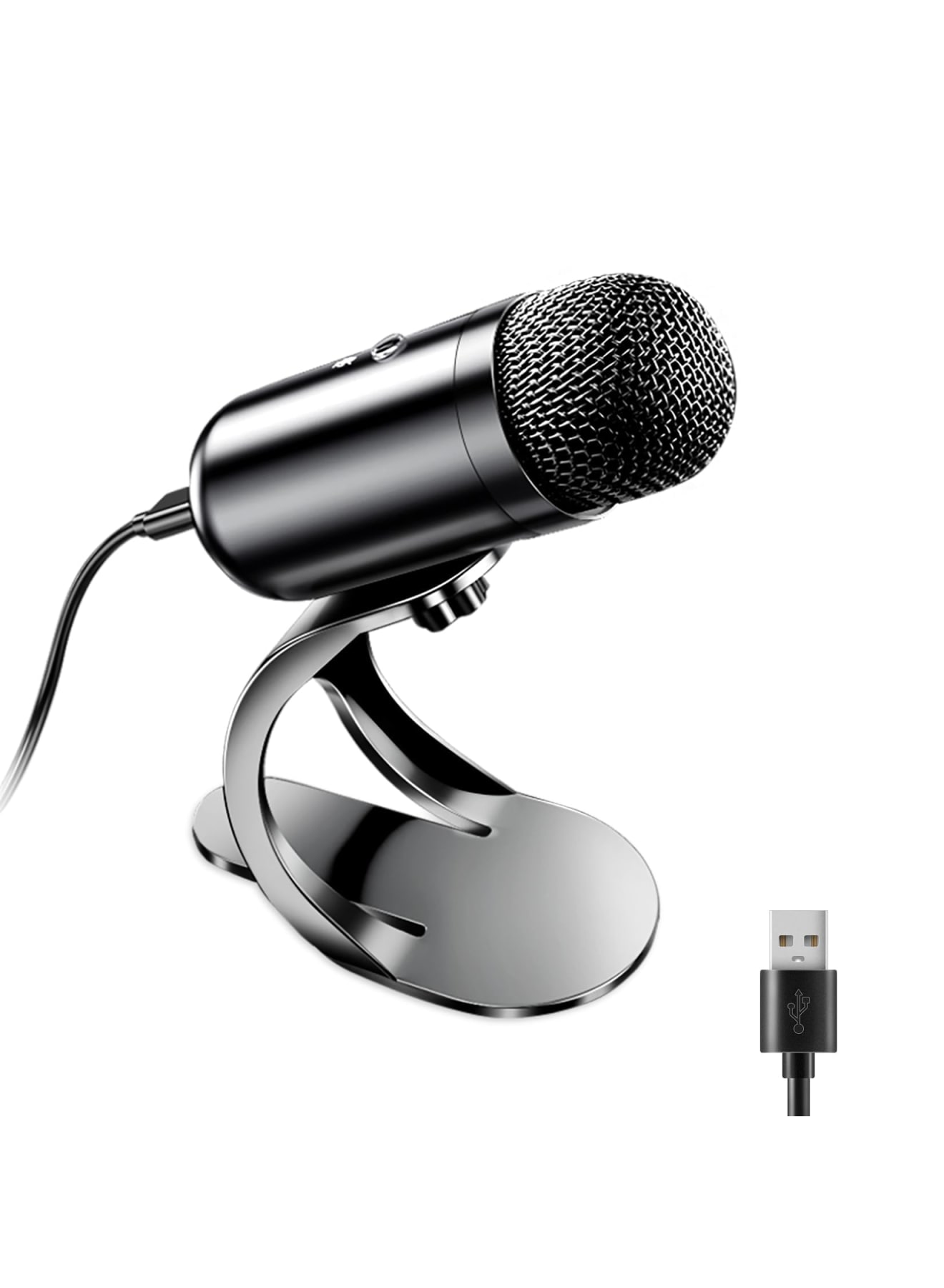 Compare USB Computer Microphone, Omnidirectional Condenser Podcast Mic for Recording and Streaming, Desktop Microphone with Mute Button and Volume Control, Plug & Play Stand for PC, Laptop, Mac, YouTube at KSA Price
