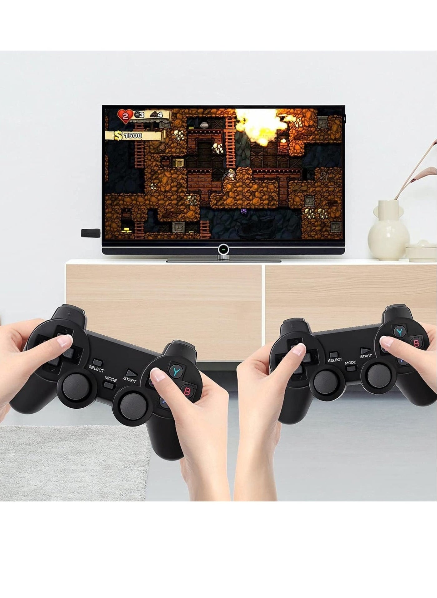 Compare 4K Game Console with Dual 2.4G Wireless Controllers – PlugandPlay Video Game Stick with 3,500 Builtin Games and 9 Classic Emulators, HD HDMI Output for TV at KSA Price