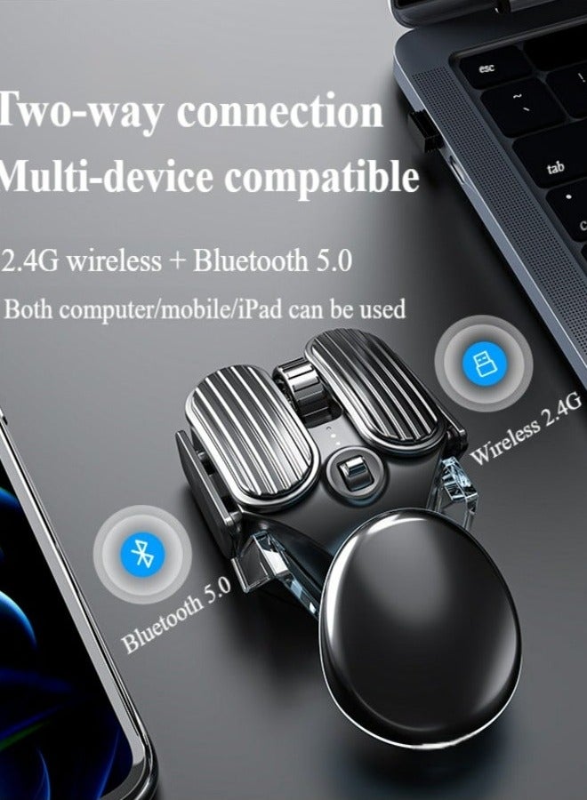 Compare AdjustableSpeed Mechanical Style Wireless Mouse, Dual Mode Bluetooth 5.0 + 2.4G, Portable Charging Design at KSA Price
