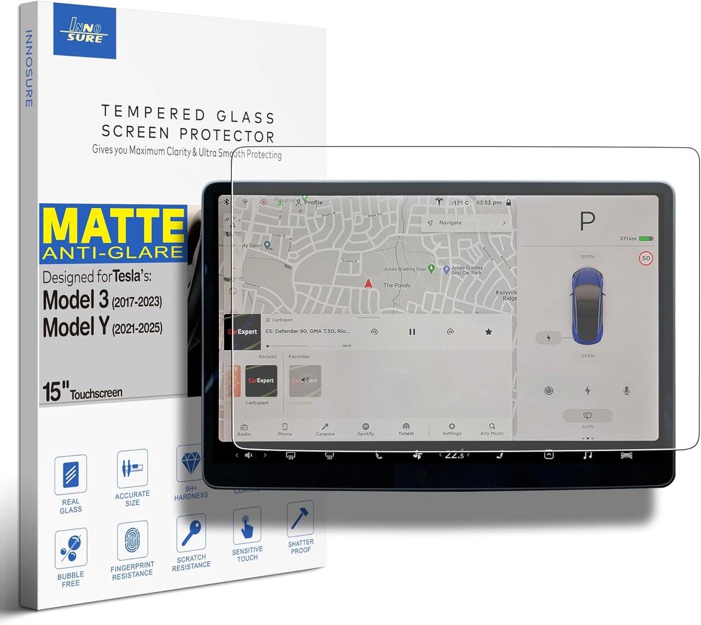 INNOSURE Tesla Model 3 Screen Protector Tempered…