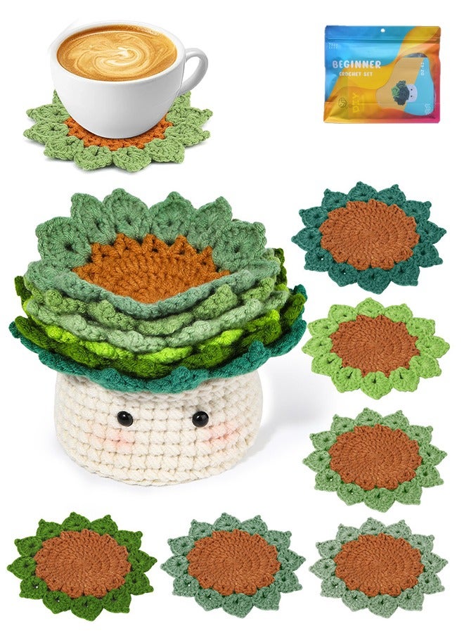 6PCS Crochet Kit for Beginners, Crochet Coasters…