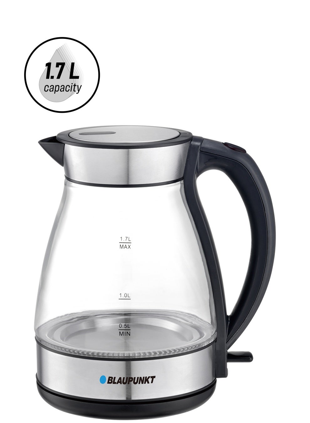 Compare Cordless Glass Kettle, 2200W, 1.7L, Soft Blue Light, Automatic Shutoff 1.7 L 2200 W BKG422 Silver & Black at KSA Price