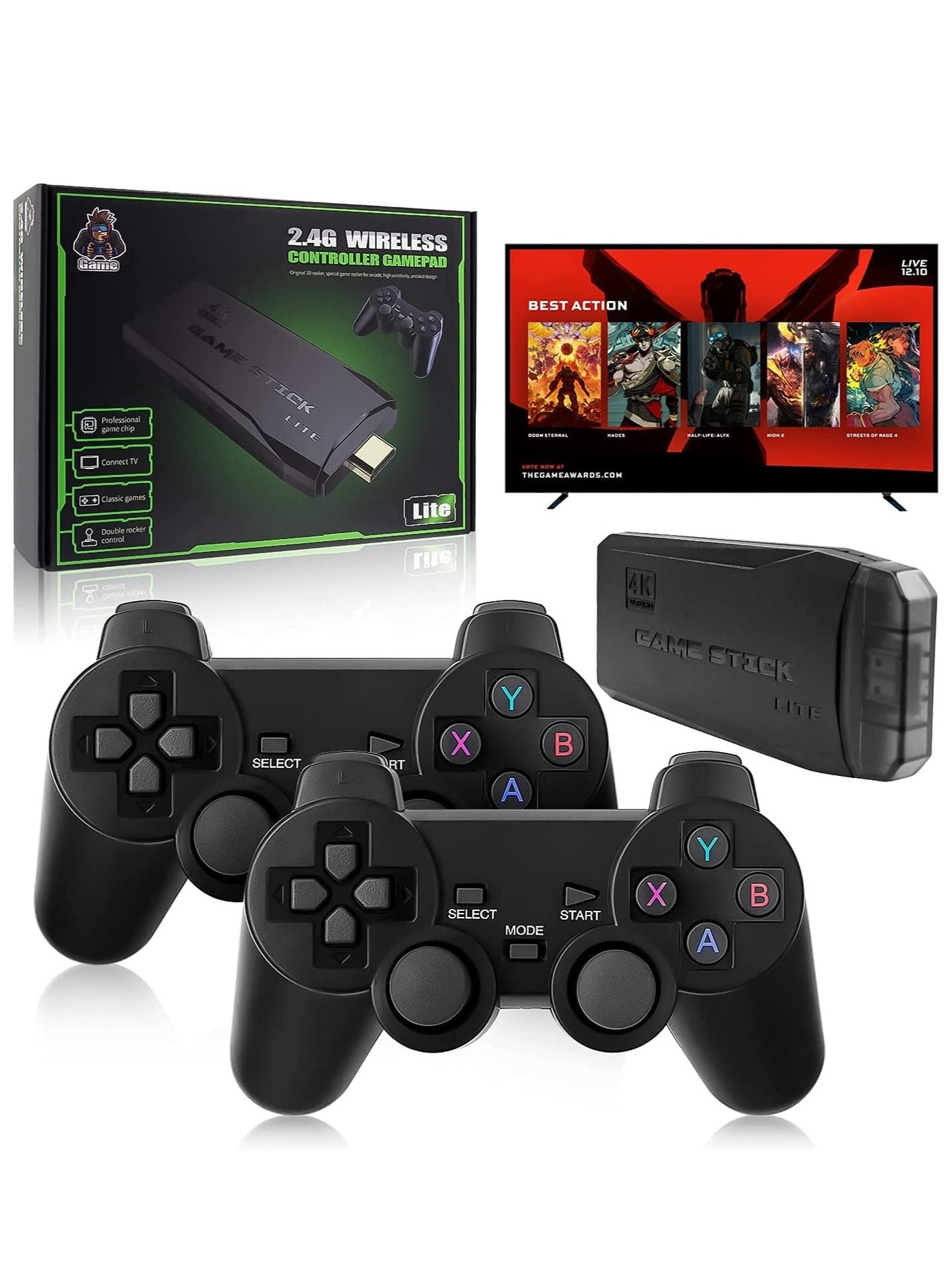 Compare Integrated retro 4K game console with dual 2.4G wireless controllers, plugandplay video game stick, builtin 3,500 games, 9 classic emulators, highdefinition HDMI output for TV 64G, 10000+ games at KSA Price
