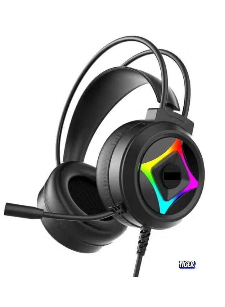 Compare G101 Gaming Headset with LED Backlight, 50mm Horn Drivers, PU Leather Ear Pads, Dual 3.5mm Audio Jacks, USB Connection, Builtin Microphone, Immersive Sound Experience for PC, PS4, Xbox, and More at KSA Price