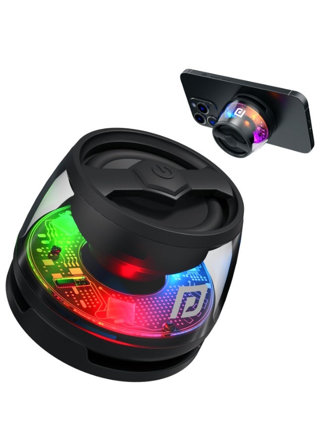 Compare Portronics Nadya 6W Magnetic Bluetooth Speaker with MagSafe Mobile Stand, HD Sound, Upto 4 Hours Playtime, 40mm Driver, RGB LED Lights, Bluetooth 5.3V, Transparent Speaker, Type C ChargingBlack at KSA Price