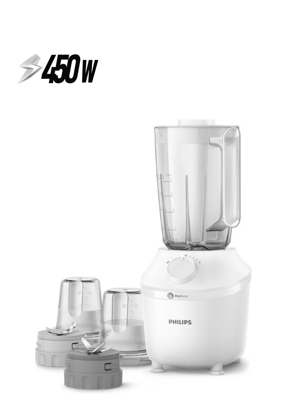 Compare Plastic Jar Blender  1 Speed + Pulse, Comes with a Mill + Chopper, 1.9 L 450 W HR204130 White at KSA Price