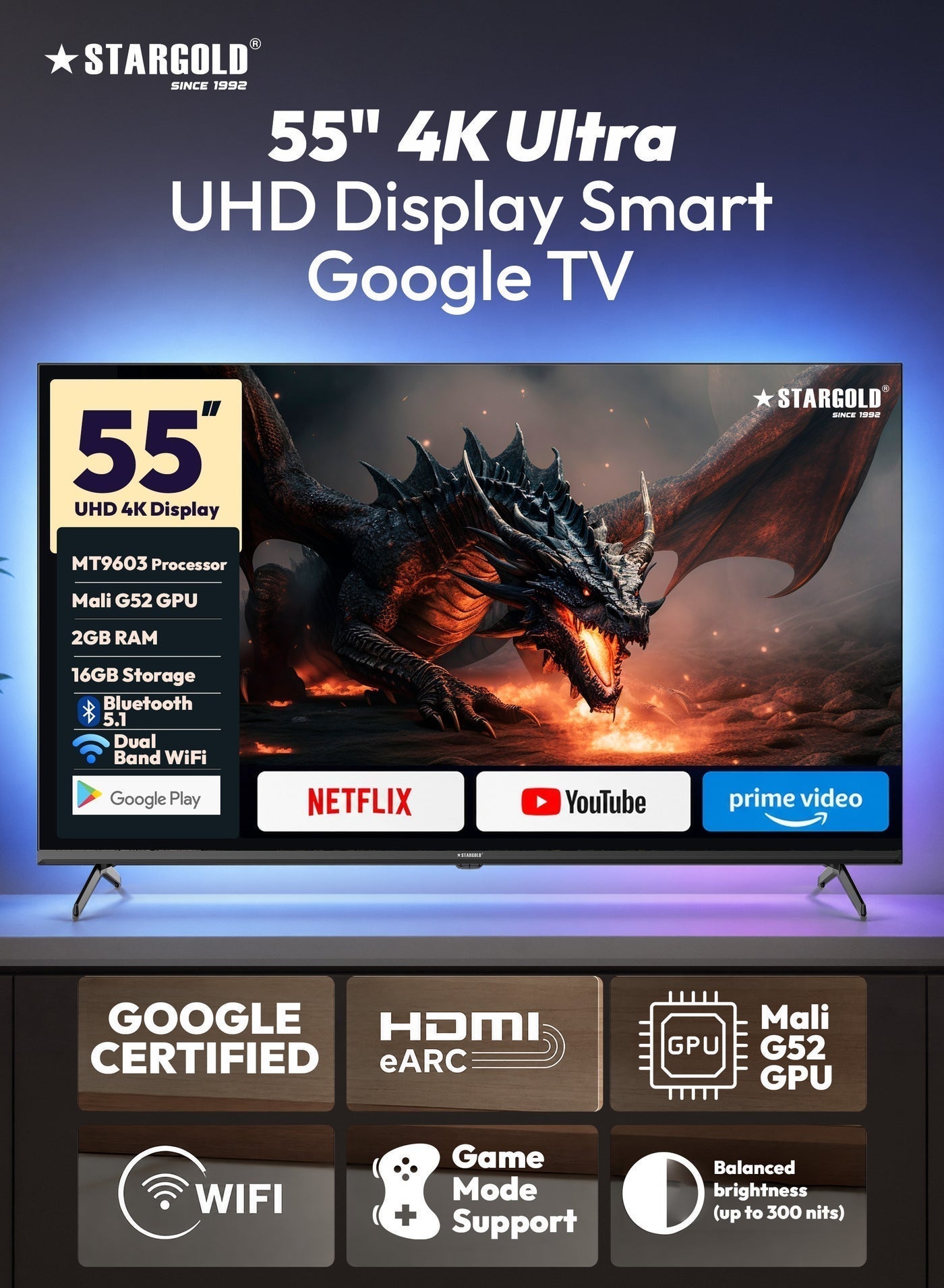 55 inch Smart TV Metal Frameless UHD 55…