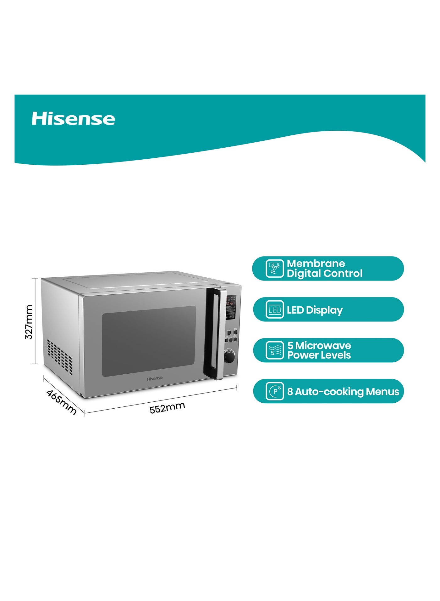Compare Hisense 45 Liter Microwave With Grill Preimum Silver Model H45Mom | 1 Year Warranty 45 L 1100 W H45MOMK9 Silver at KSA Price