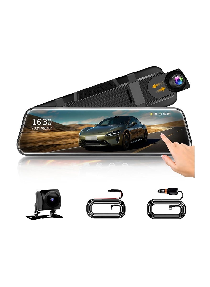 Mirror Dash Cam with 10 Inch Touch Screen, 1080p…