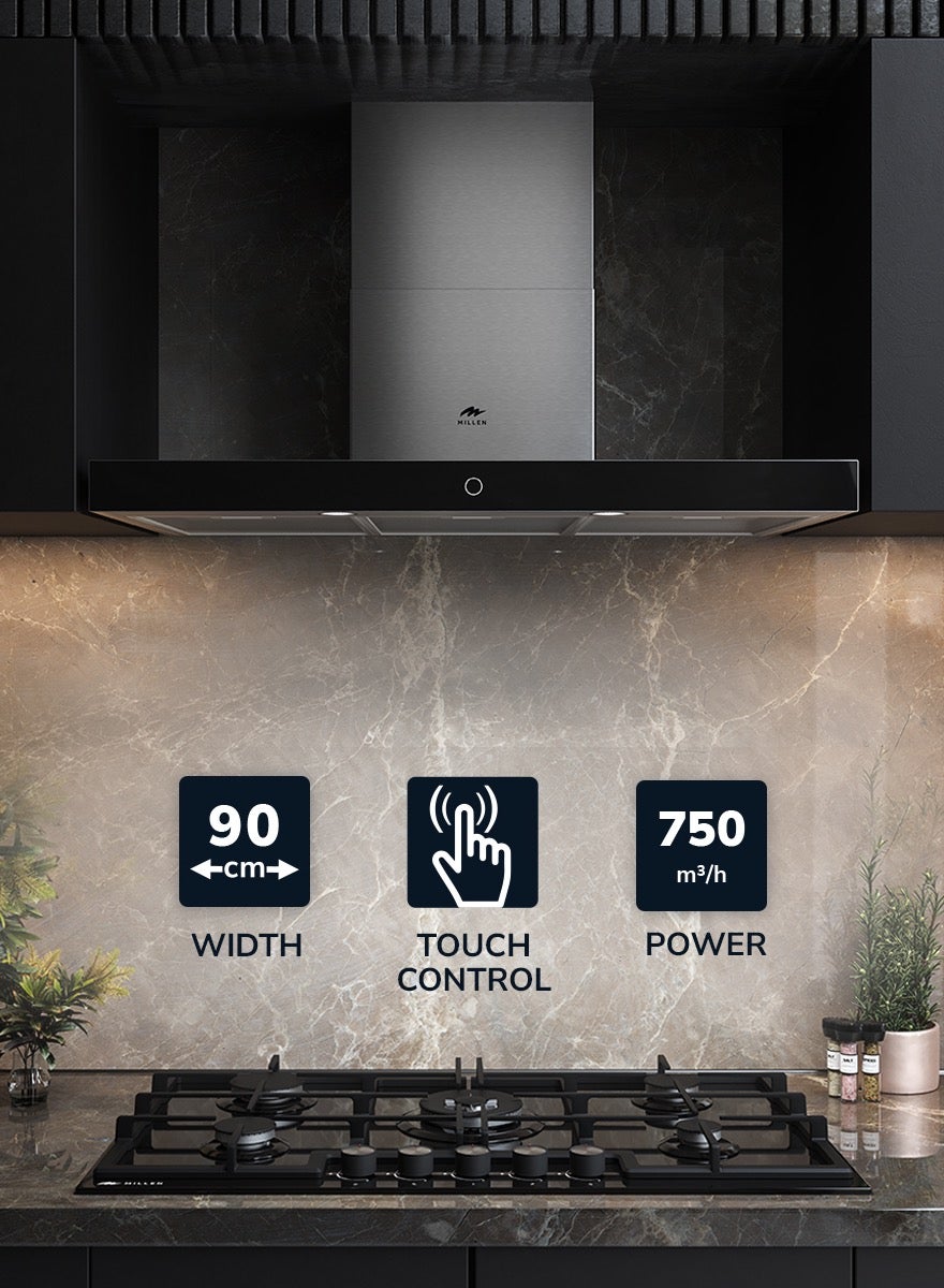 Compare 90 cm Range Hood Black GlassStainless Steel 750m3h , 3 Years Warranty MKH 905 IX Stainless Steel at KSA Price