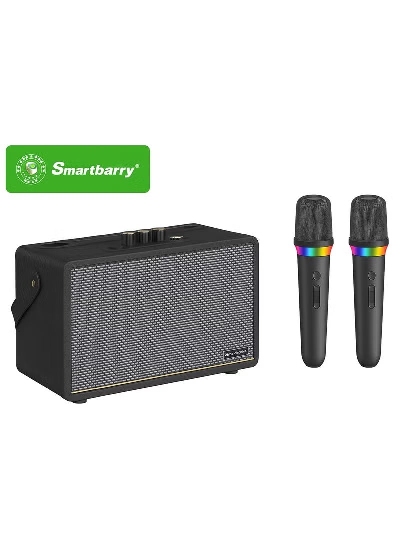 Compare Smartbarry M91 Wireless Karaoke Speaker with Dual Microphones RGB LED Lights Powerful Portable Bluetooth Speaker for Home Parties and Outdoor Events at KSA Price