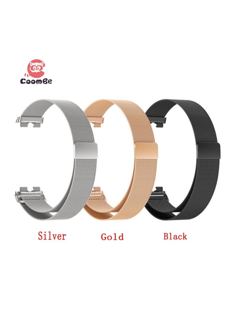 Compare 3Pack Stainless Steel Milanese Loop Band Watchband For HUAWEI Band 8910 BlackSliverGold at KSA Price