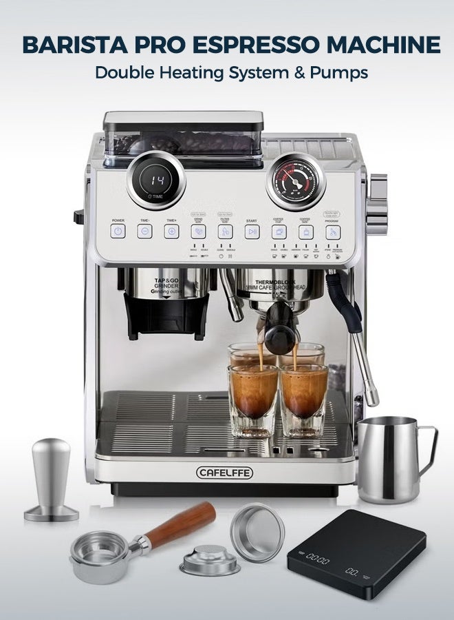 Compare Barista Espresso Machine With Double Boilers And Double Pumps Household And Commercial Dual Use Espresso Coffee Maker With Grinder AllInOne 2.5L White at KSA Price