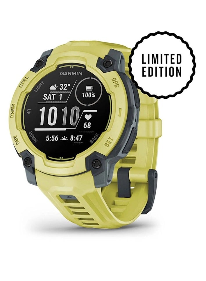 Compare Instinct E Limited Edition  45MM  Electric Lime with Electric Lime Band  Up to 16 Days of  Battery life   0.9 Sunlightvisible, transflective memoryinpixel MIP, Chemically strengthened glass, Heart Rate Monitor, Al at KSA Price