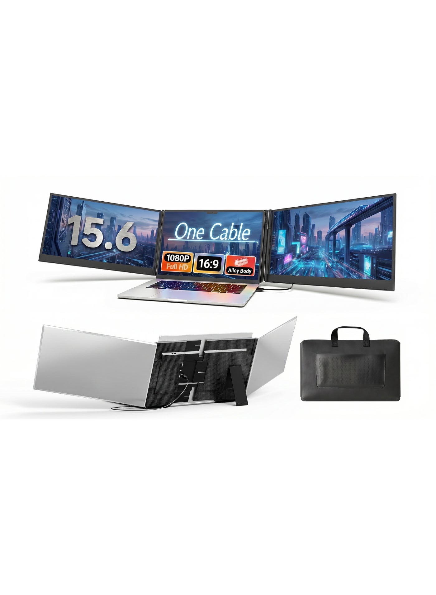 Compare One Cable Laptop Screen Extender 15.6 FHD 1080P Triple Portable Monitor, UltraSlim IPS Display, USBCUSBA Driver Required, Lightweight Travel Monitor for 13–17.3 Laptops, Windows Mac Android at KSA Price