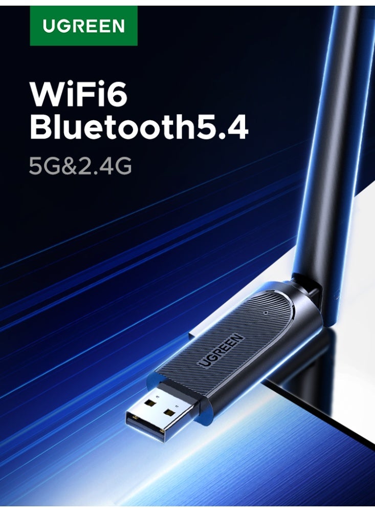 Compare 2in1 AX900 WiFi 6 Bluetooth 5.4 Adapter Dual Band 5GHz 900Mbps, 2.4GHz 287Mbps, 6dBi Highgain Antenna, Wireless Network Adapter for DesktopLaptop, Compatible with Windows 1011 black at KSA Price
