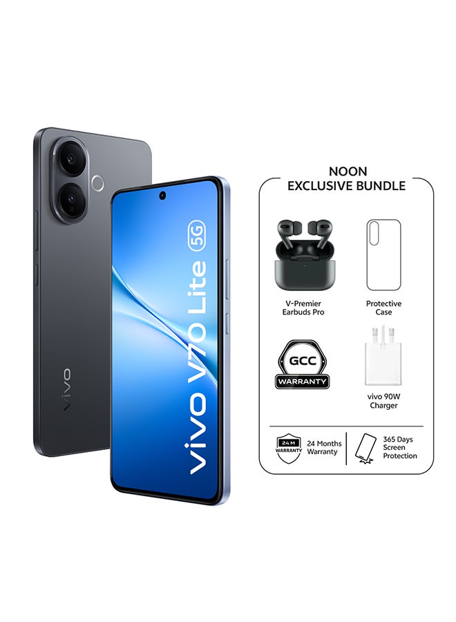Compare V70 Lite AI 5G Dual SIM Elegant Black 8GB RAM 128GB 90 W Charger Supporting With Exclusive Gifts VPremier TWS And 24 Months Warranty + 1 Year Screen Replacement  Middle East Version at KSA Price