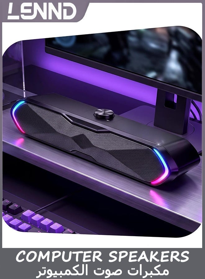 Compare Computer Speakers for Desktop PC, with Touch RGB Lights Desktop Soundbar at KSA Price