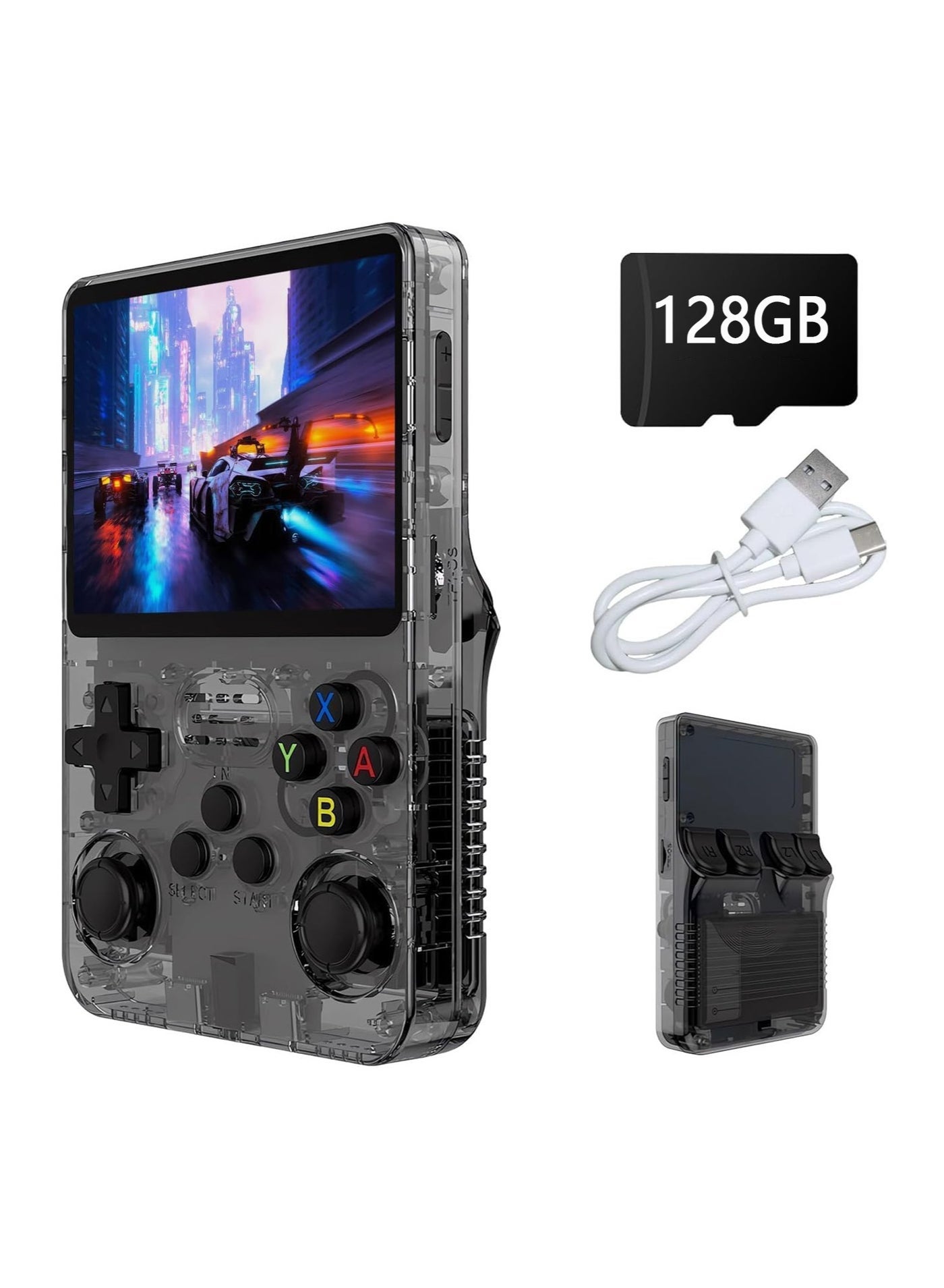 Compare 128GB R36S Retro Handheld Game Console, 3.5 IPS HD Screen, 20000+ Preloaded Games, Dual Joysticks, Grey at KSA Price