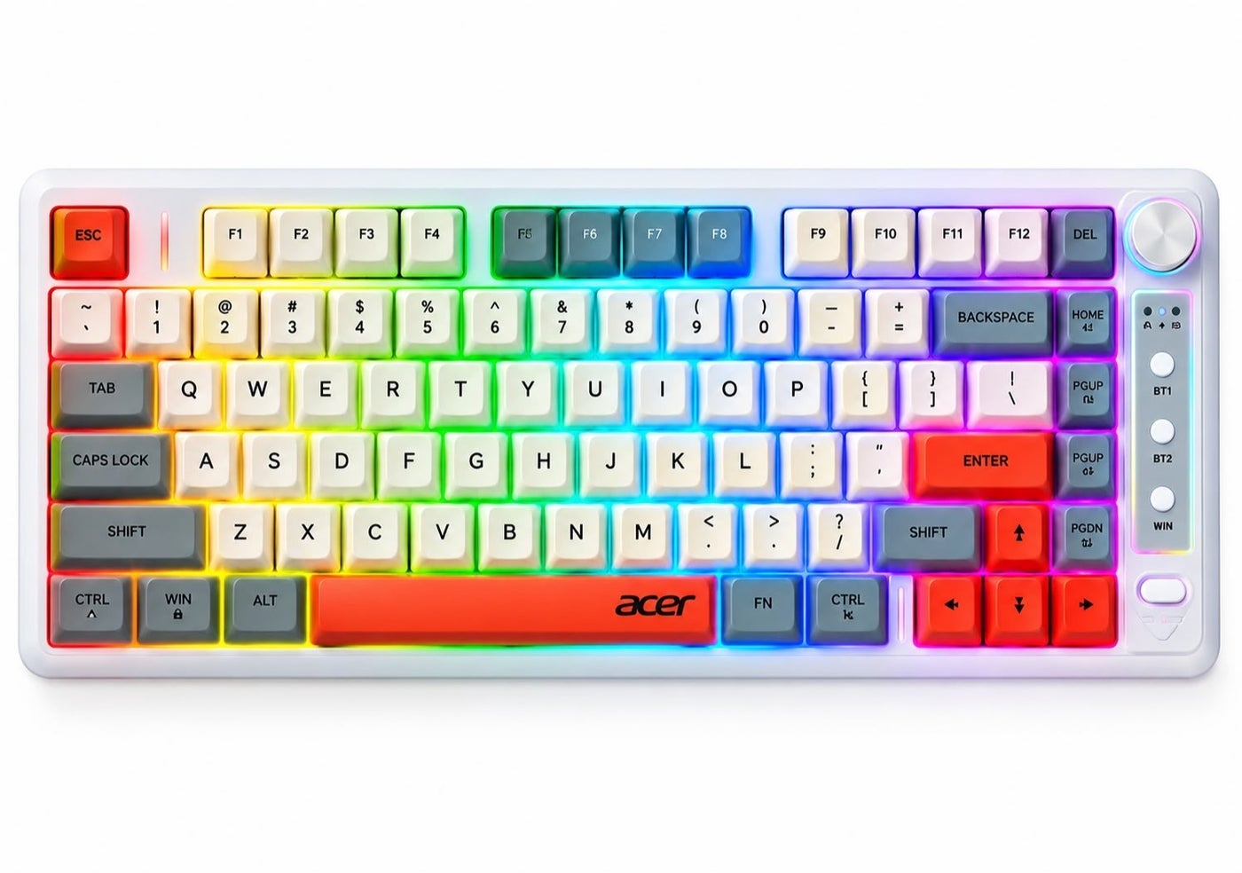Compare Dual Mode Wireless Gaming Keyboard, OKR248,  81 Keys, RGB Backlit, Bluetooth & 2.4GHz, Rechargeable Battery, Multimedia Knob at KSA Price