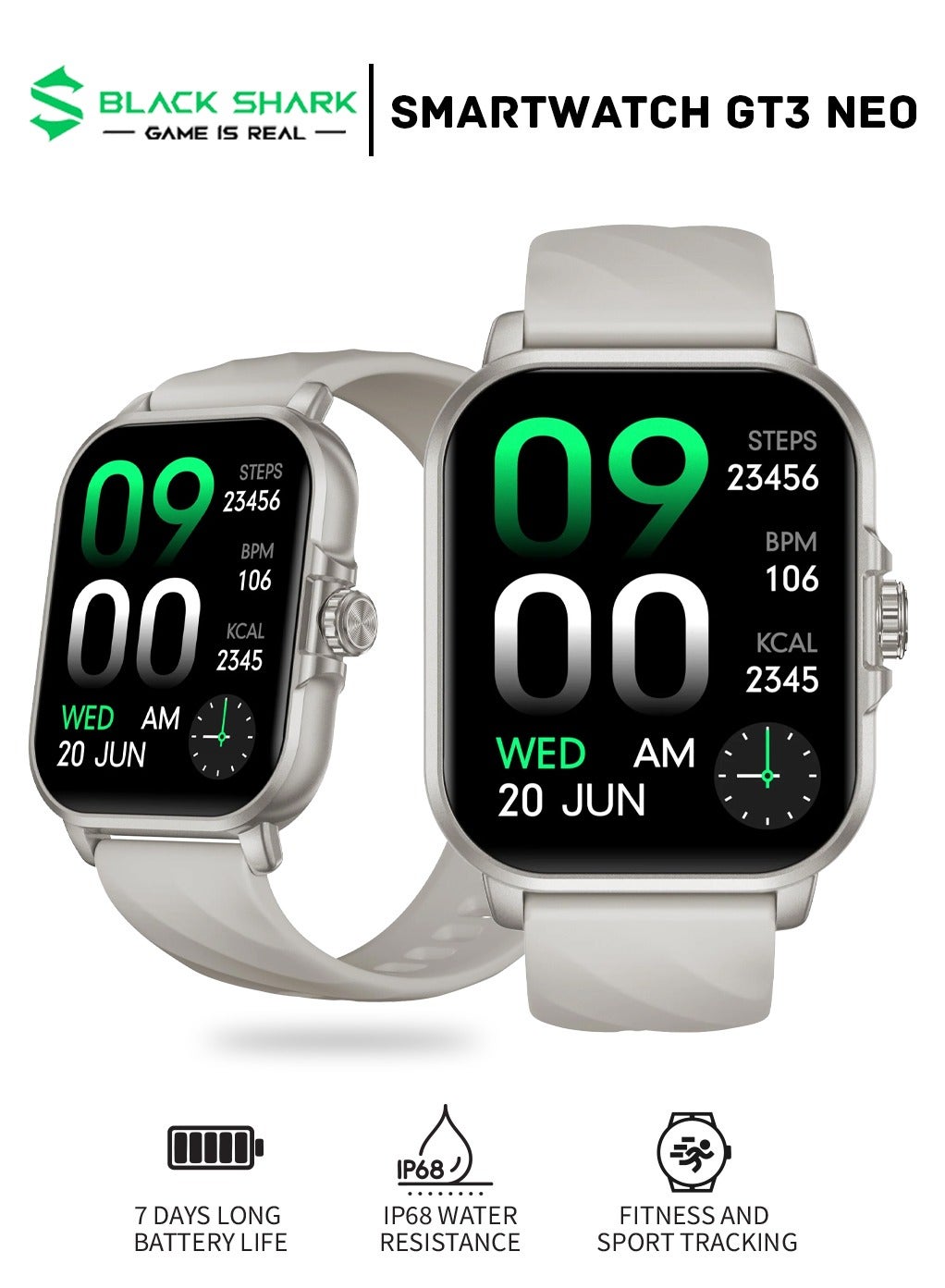 Compare GT3 Neo Smartwatch With 2.01inch Display, 7 Days Long Battery Life,  IP68 Water and Dust Resistant, 100 Sport Modes & Tracks Health Metrics  Silver at KSA Price