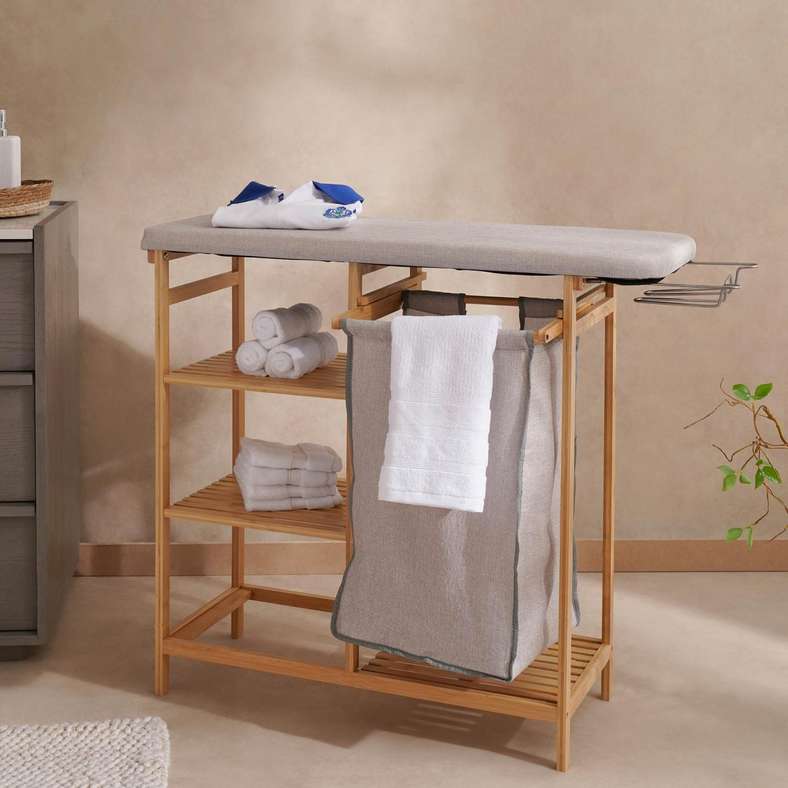 Compare Stacy Multifuntional Bamboo Ironing Board Station 82x33x113cm  Natural at KSA Price