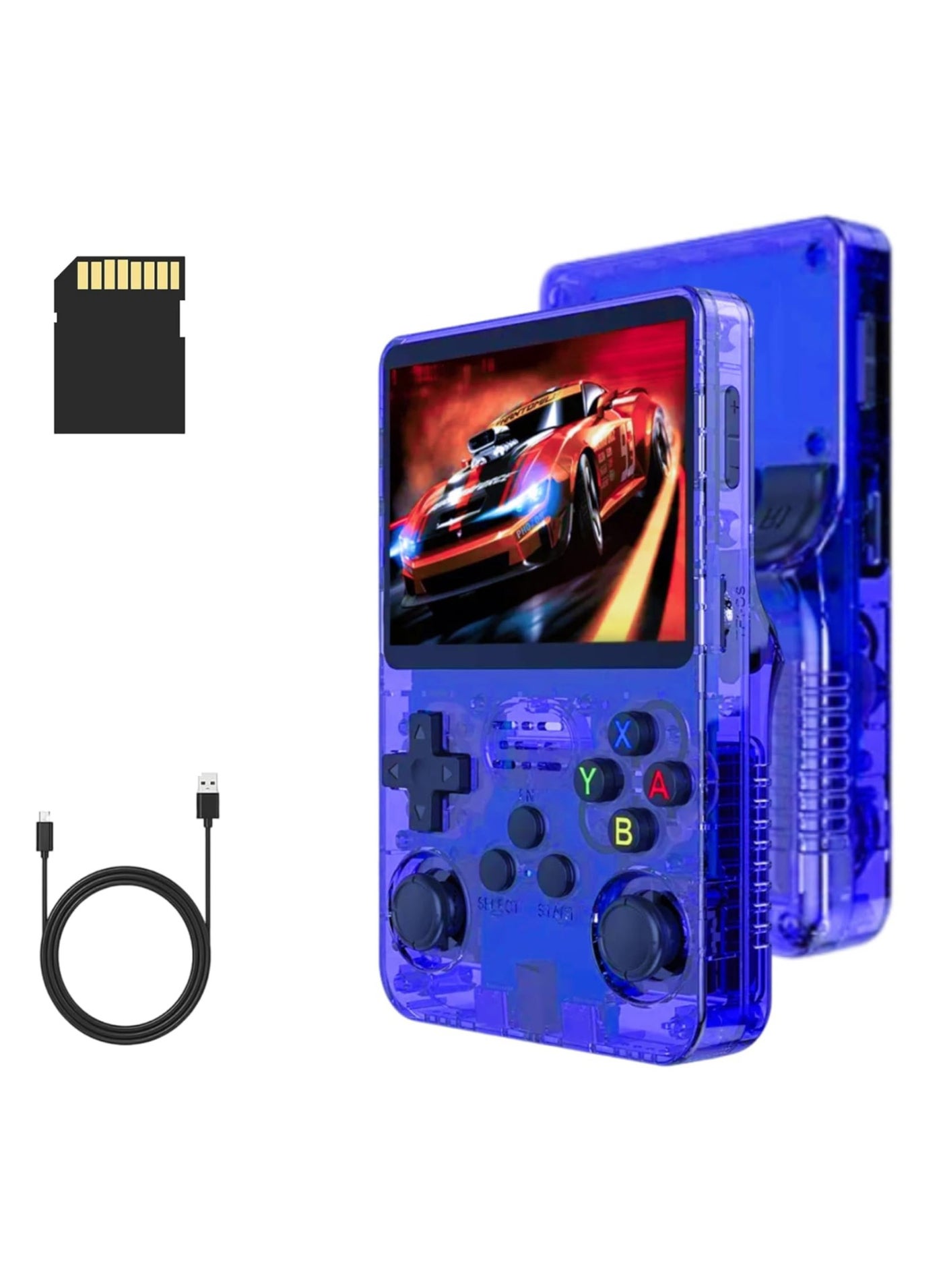 Compare R36S Game Console 3.5 Inch Portable Retro Game Console Builtin 15000+ Games With Open Source Linux System With 64GB Memory Card Video Games Console 3500mAh Battery IPS Screen Toys And Games For Kids And Adults Transparent Blue at KSA Price