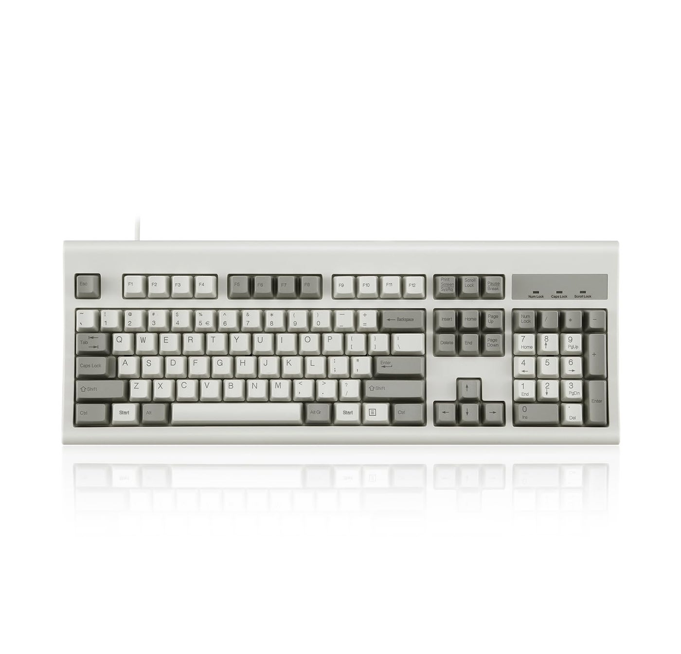 Compare Perixx PERIBOARD106M, Wired Performance FullSize USB Keyboard, Curved Ergonomic Keys, Classic Retro GrayWhite Color, US English Layout at KSA Price