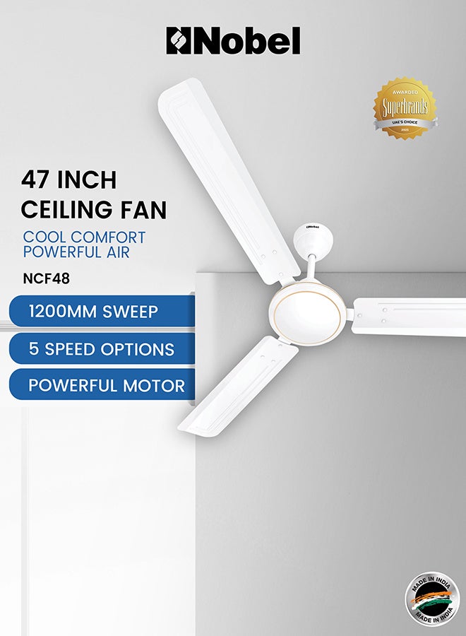 Compare Premium Ceiling Fan: Ultimate Cooling with Elegance and Efficiency 80 W NCF48 White at KSA Price